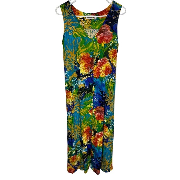 Jams World Dresses & Skirts - Jams World Sea Life 90s Vintage Sleeveless Maxi Dress Multi-Color Button Front S